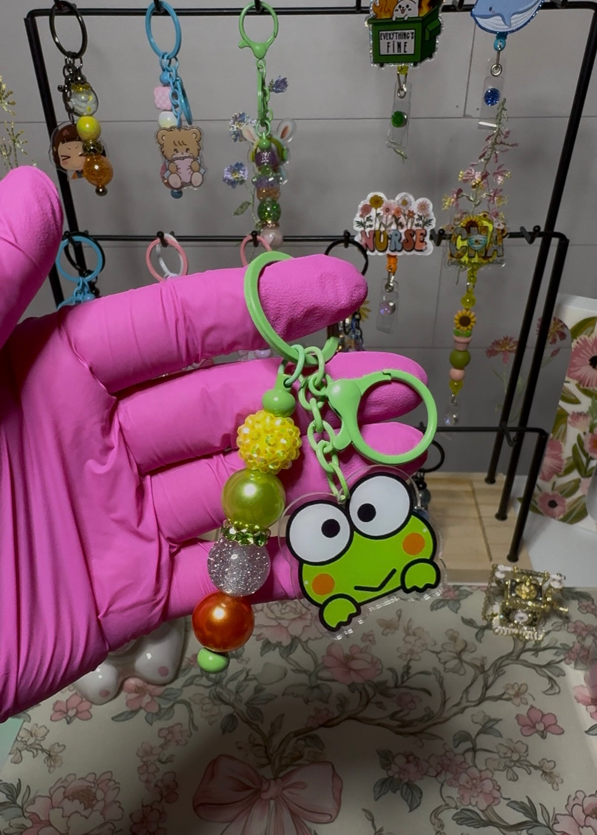 Frog Cutie Beaded Keychain