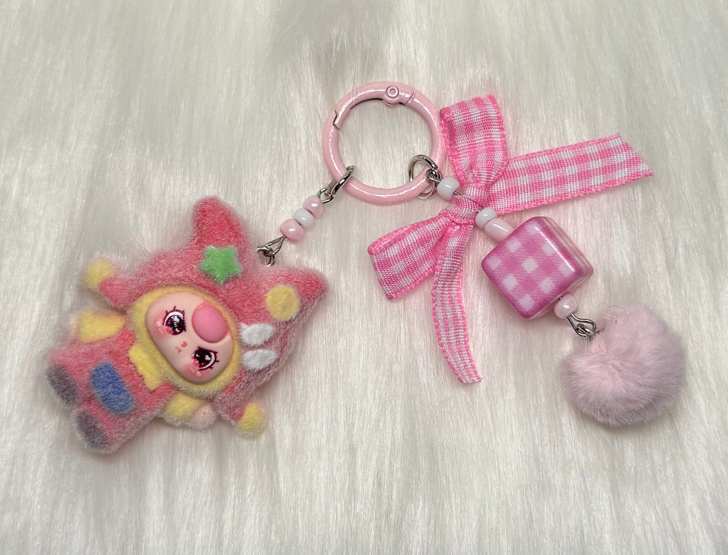 🎀 Pink Star Sweetie Charm Keychain ✨