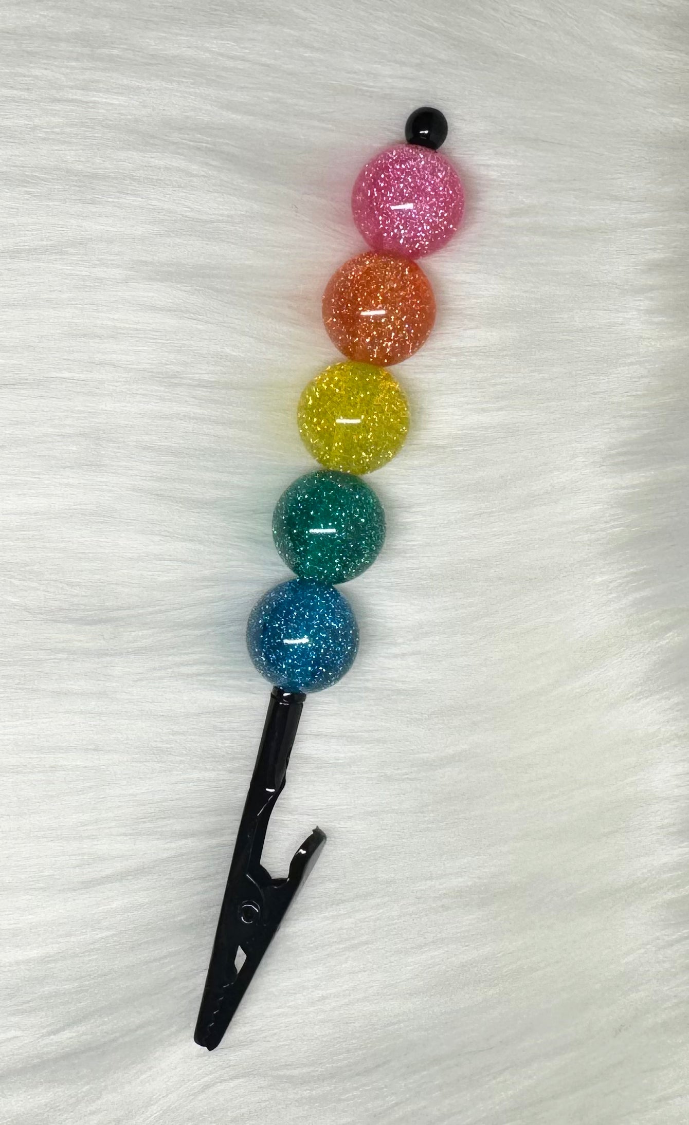 Rainbow Sparkle Beaded Clip🌈