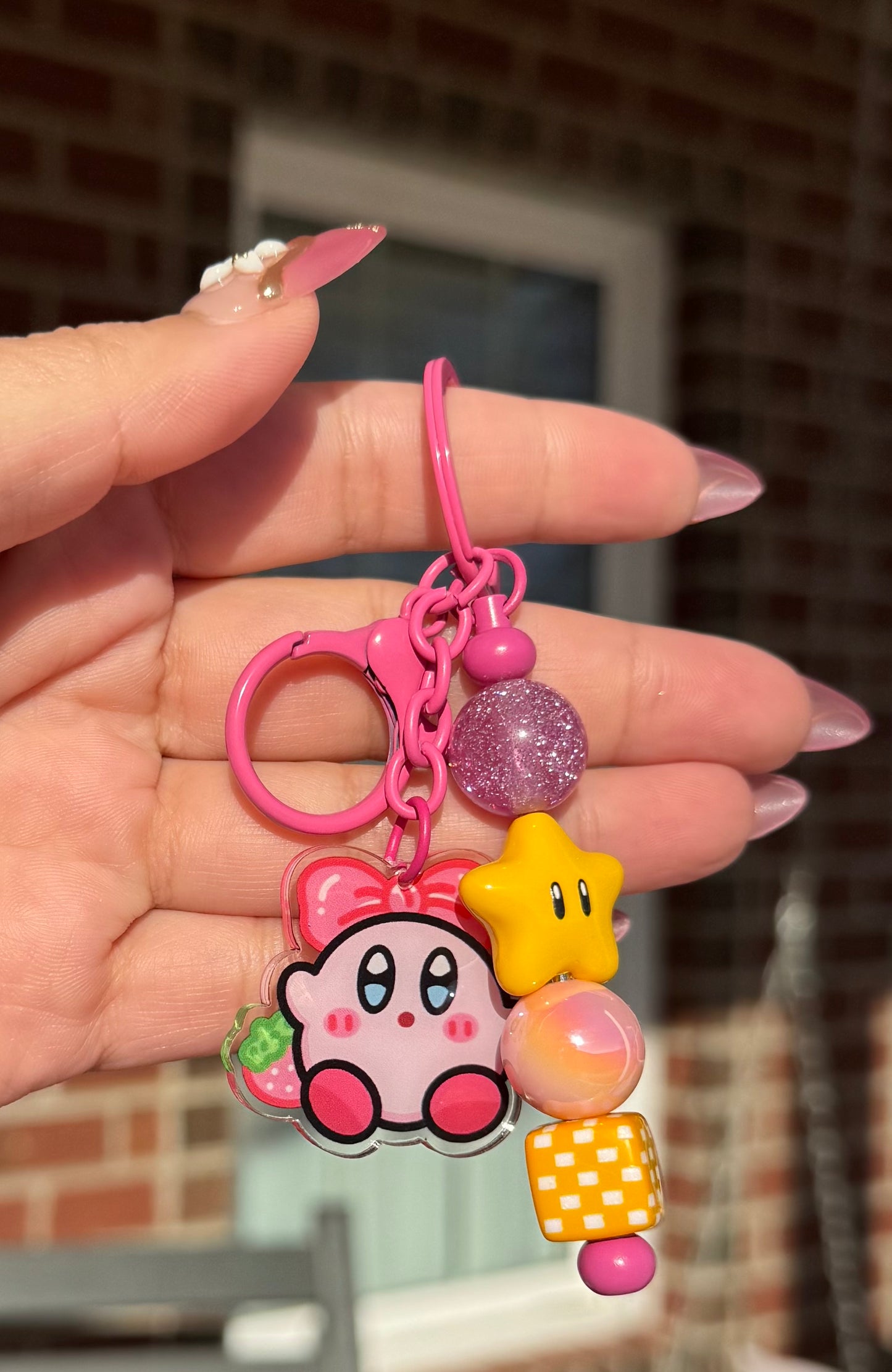 Sunshine Kirby Beaded Keychain