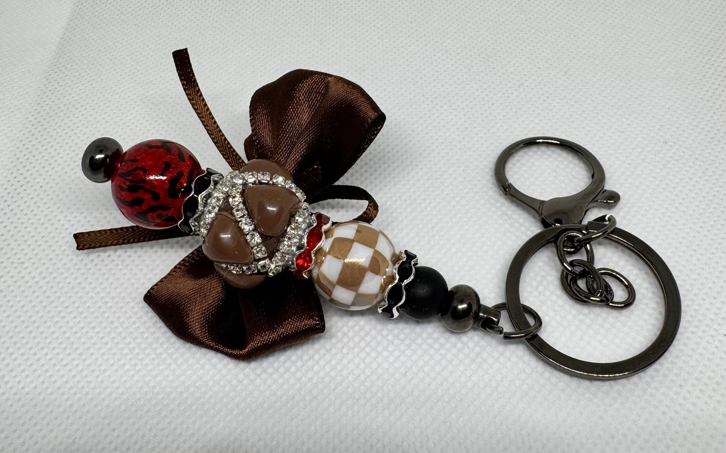 🍫 Chocolate Cherry Bow Keychain