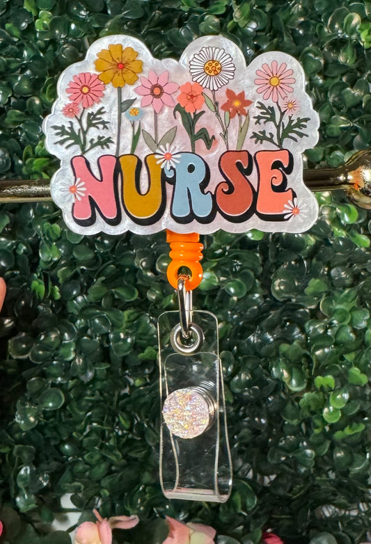 Floral Nurse Badge Reel 🌼