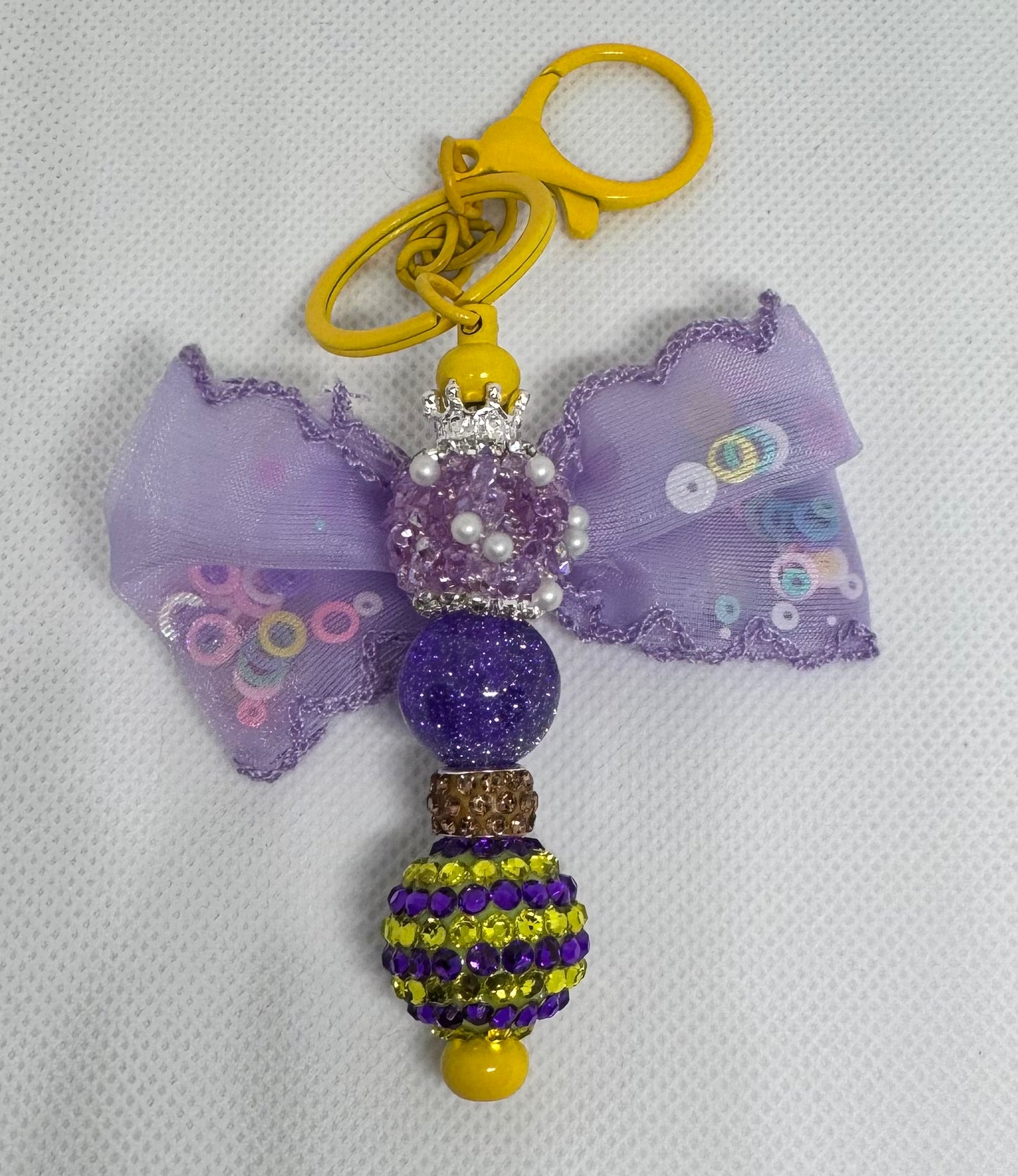 Whimsical Purple Bow Keychain
