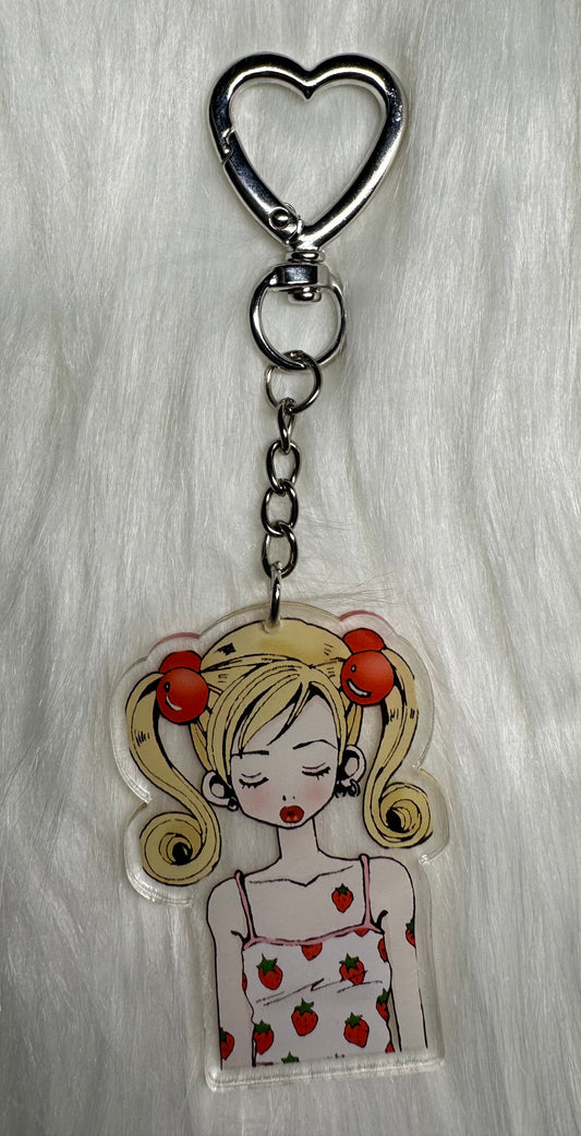 Strawberry Doll Heart Clasp Keychain 🍓