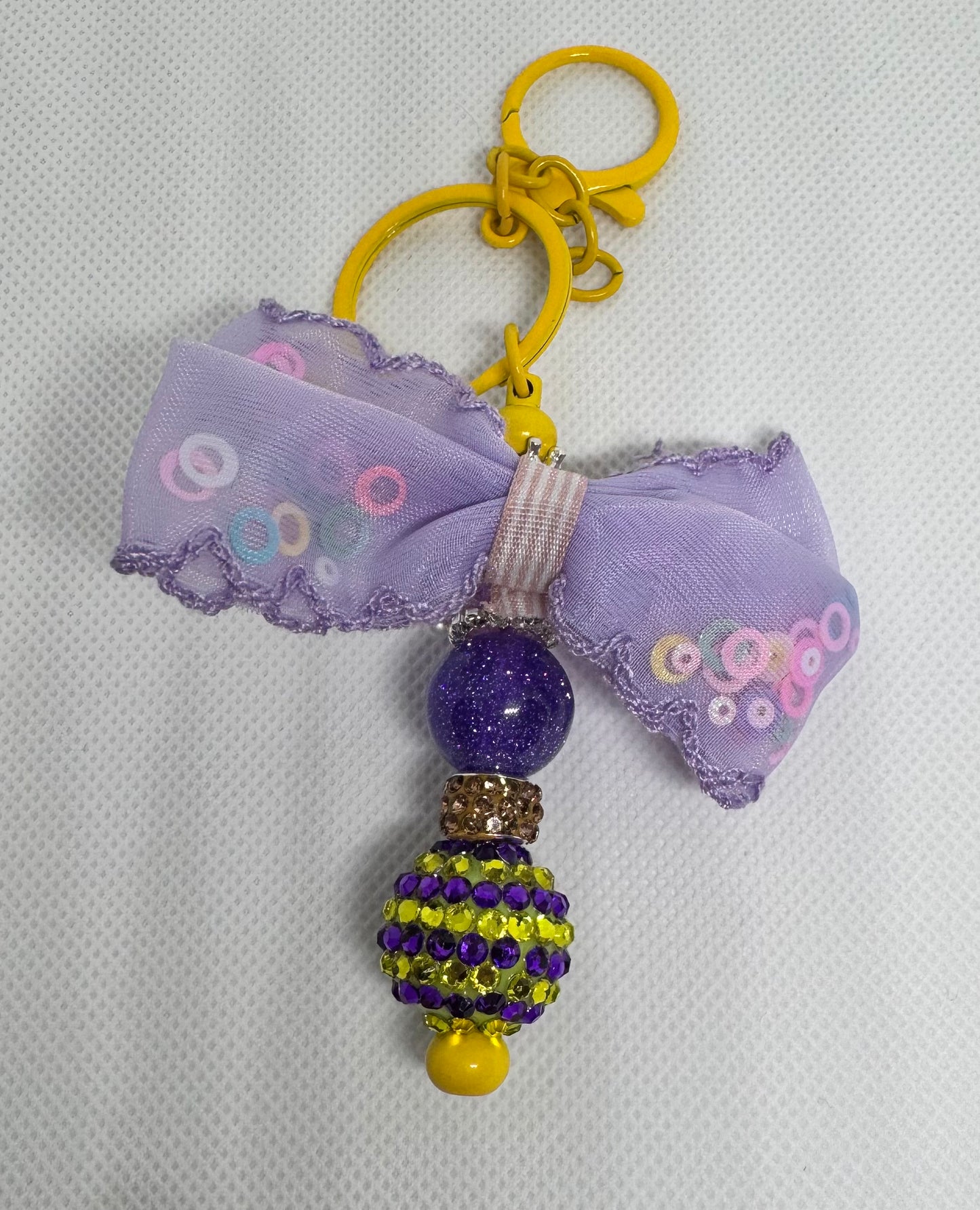 Whimsical Purple Bow Keychain