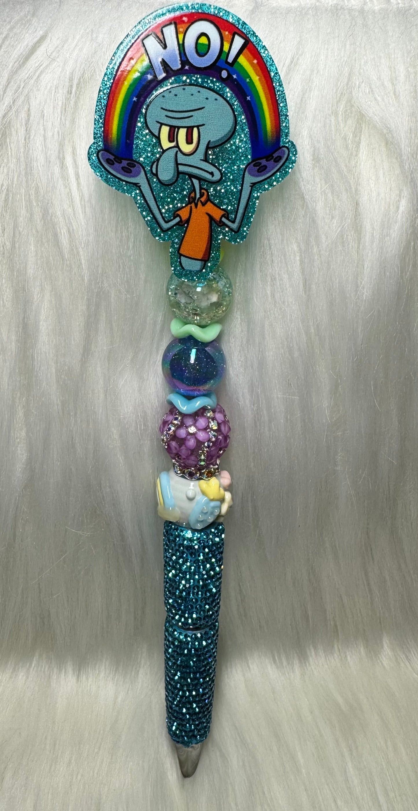 “No!” Squidward Beaded Pen 🦑🌈