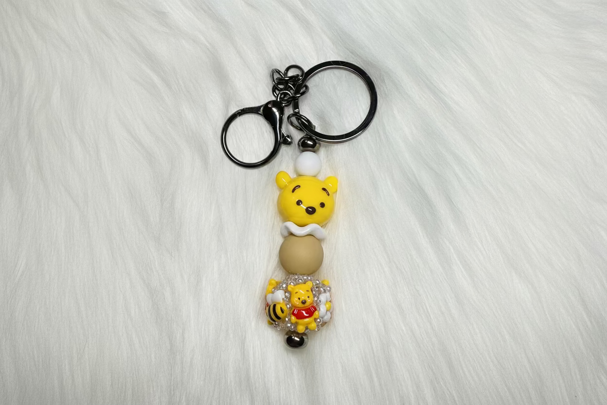 Honey Bear Beaded Keychain
