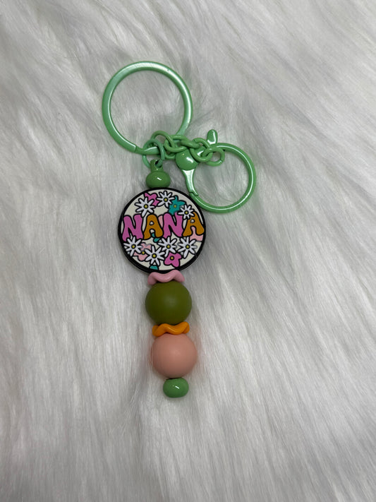 Nana Floral Beaded Keychain