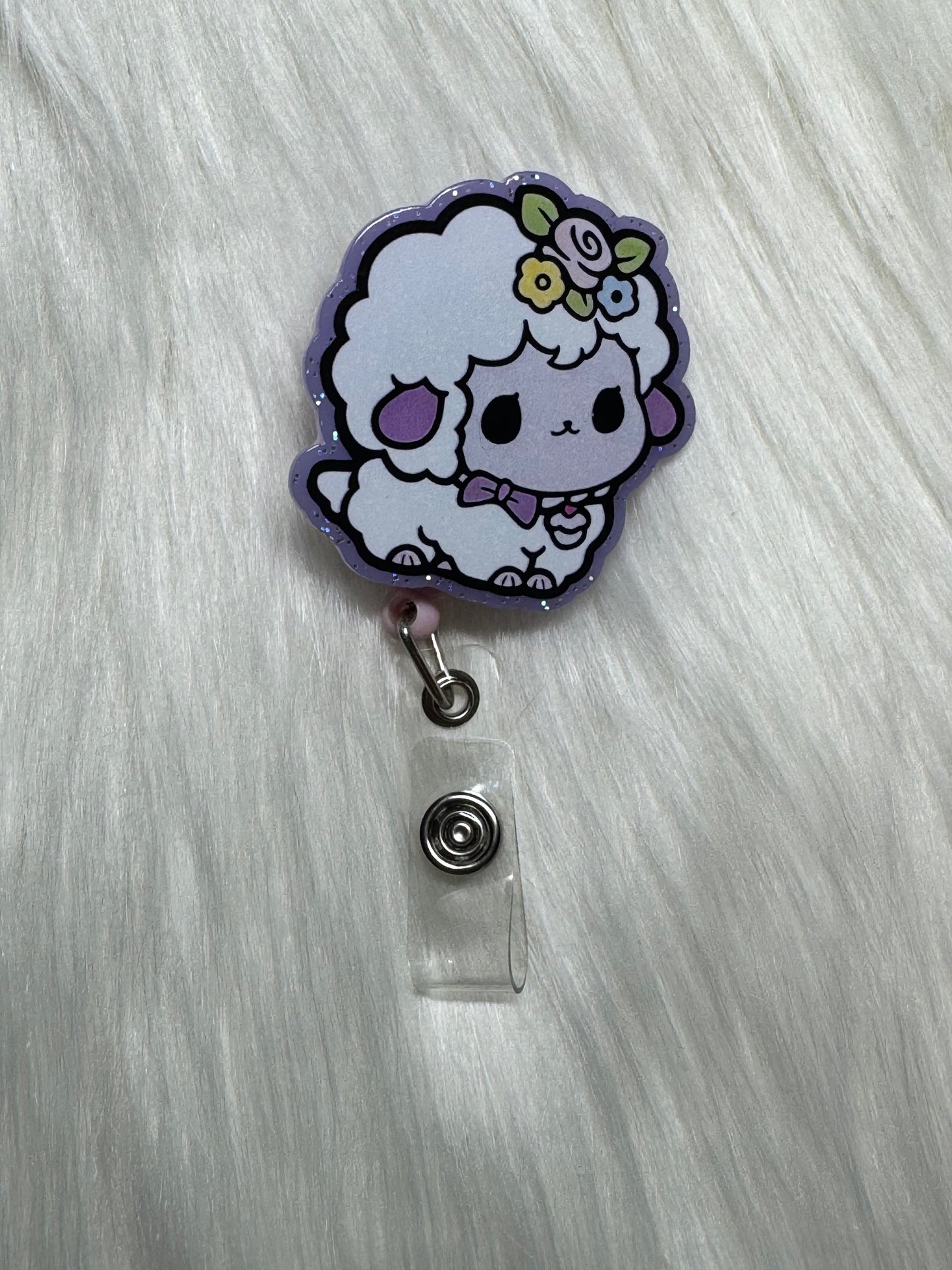 🐑 Lavender Cottage Lamb Glitter Badge Reel