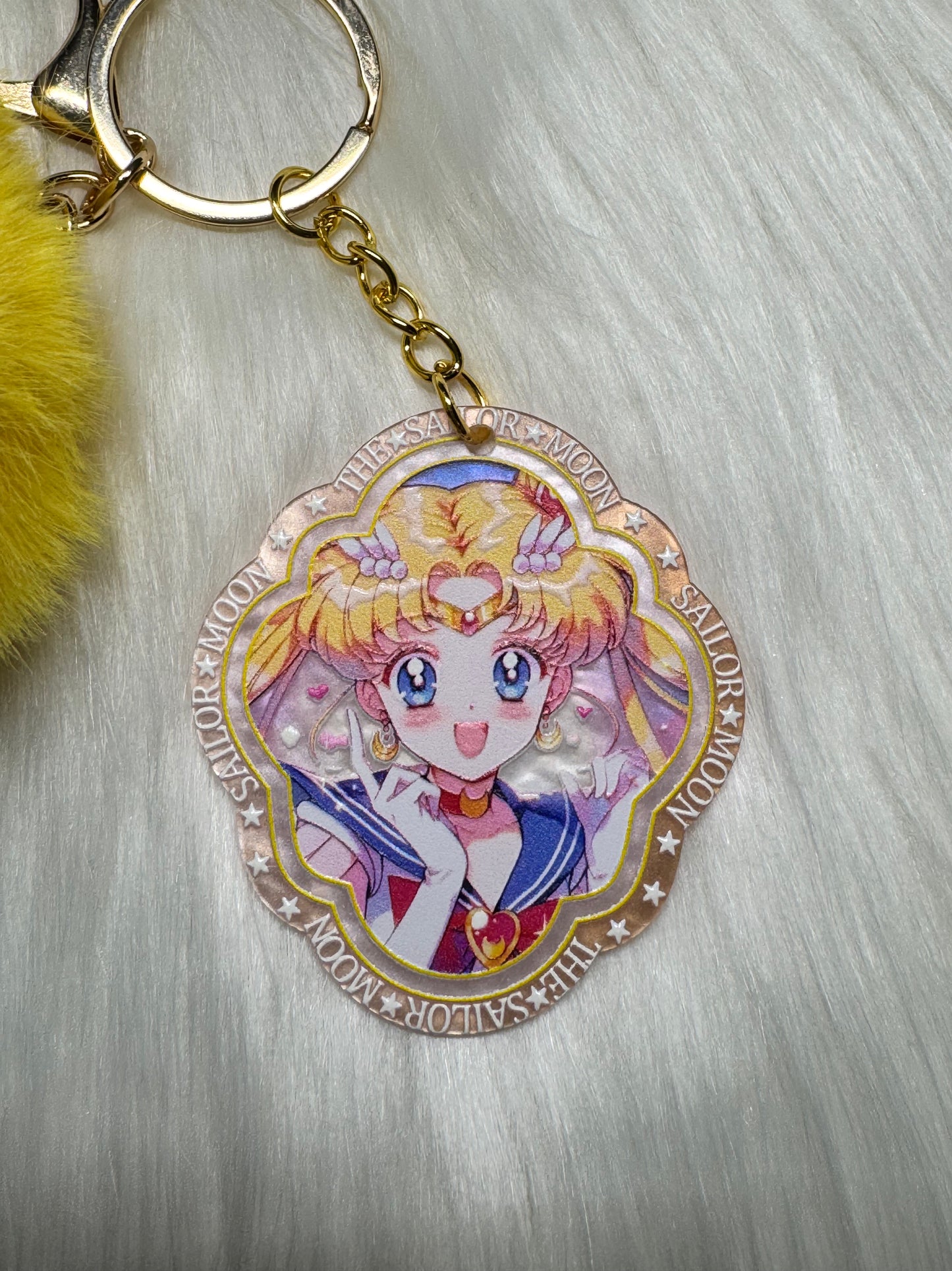 🌙 Magical Girl Pom Keychain – Sunshine Edition