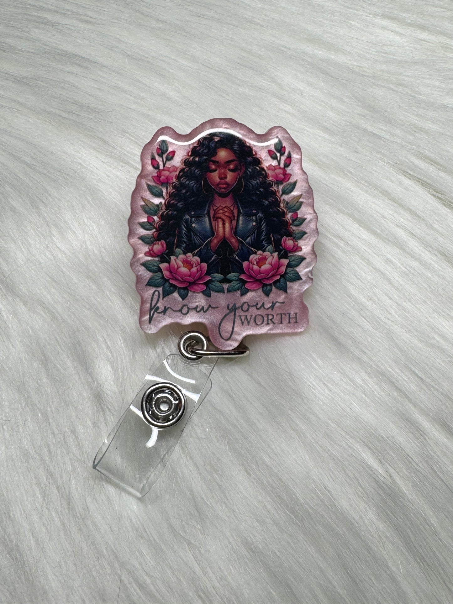 🌸 Know Your Worth Retractable Badge Reel 💕✨