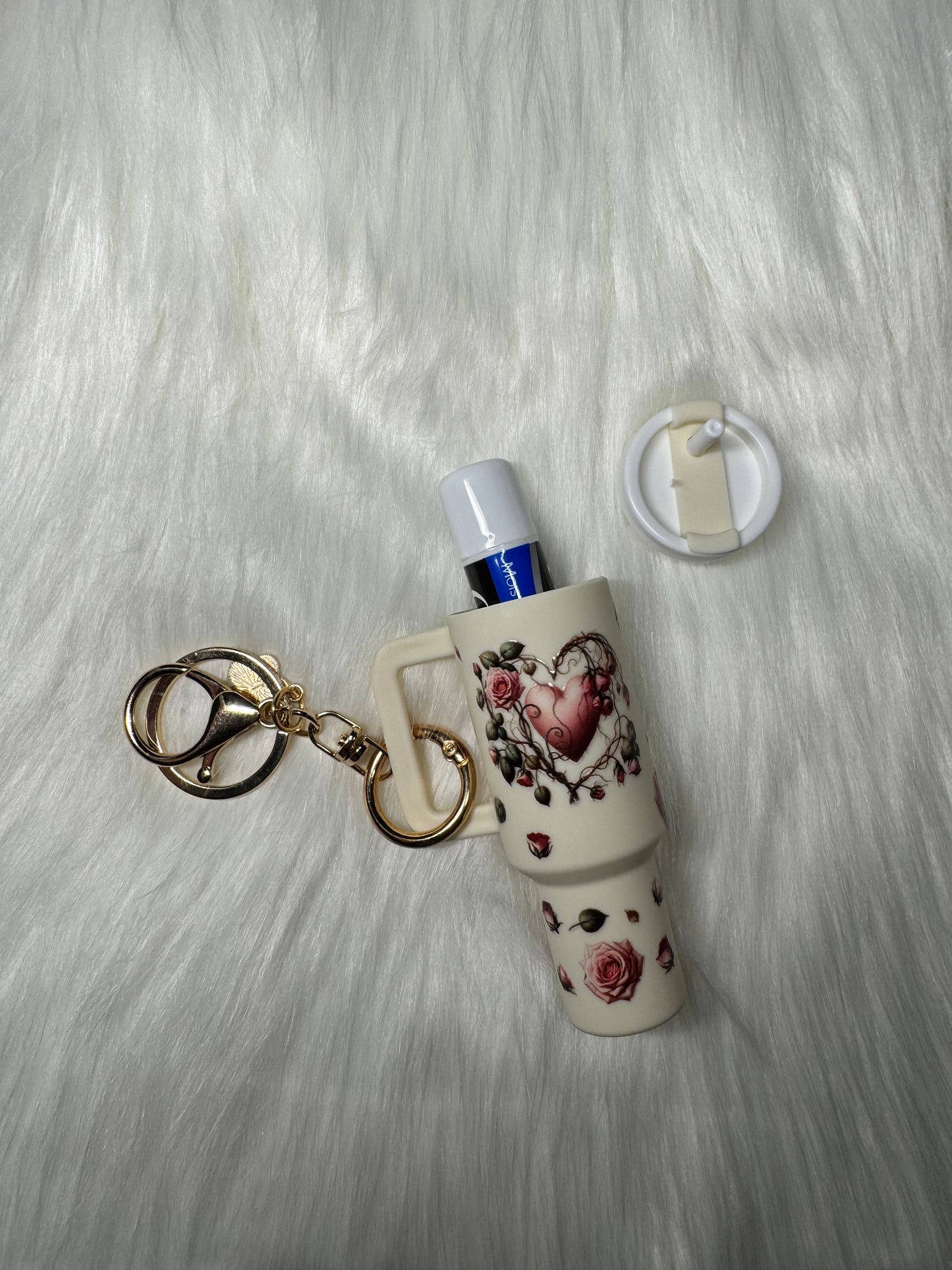 Vintage Rose Heart Lip Balm keychain ✨🌹